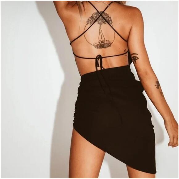 LIONESS The Vivien Dress NWT Asymmetrical Strappy Back - Picture 3 of 8